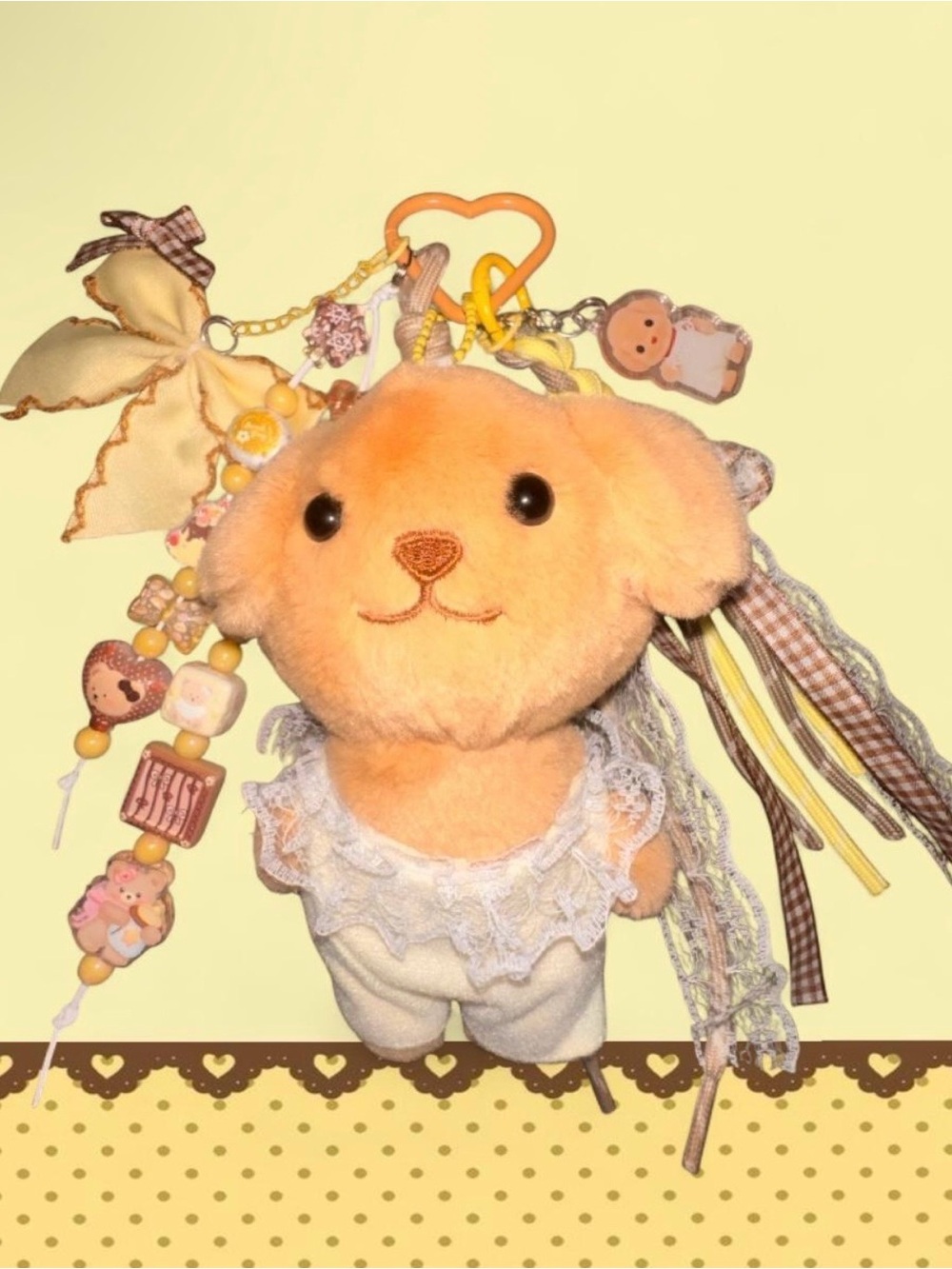 Handmade Calico Critter Themed Plush Puppy Keychain